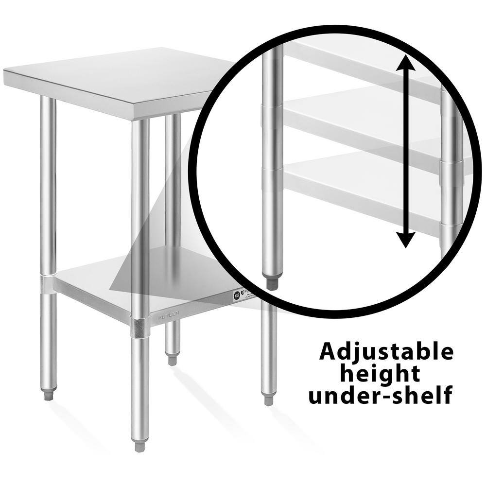 24" Stainless Steel Prep Table with Galvanized Undershelf