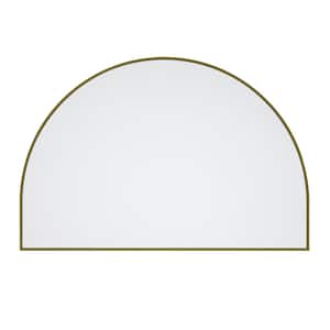 48 in. W x 32 in. H Framed Arched Bathroom Vanity Mirror in Satin Brass
