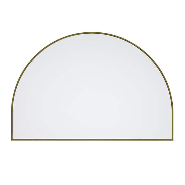 Glass Warehouse 60 in. W x 40 in. H Framed Arched Bathroom Vanity Mirror in Satin Brass