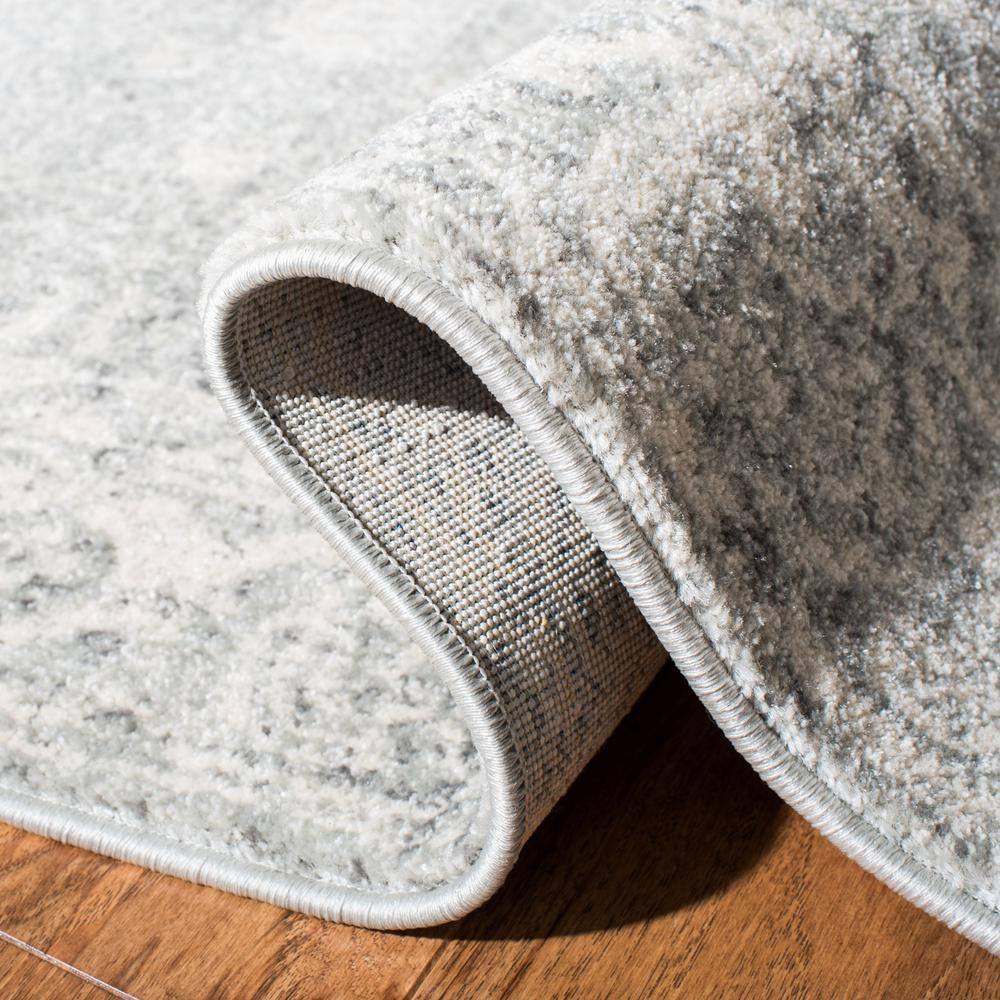 Silver and Ivory High Pile Synthetic Square Rug