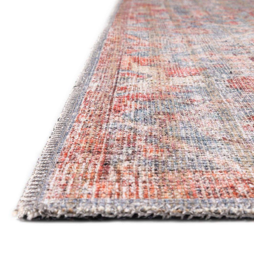 Antique Blue Square Washable Synthetic Area Rug