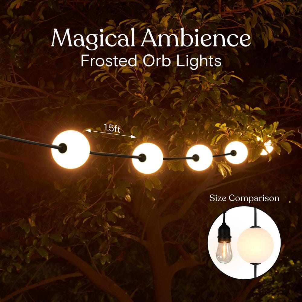 Warm White LED Globe Outdoor String Lights, 30 ft