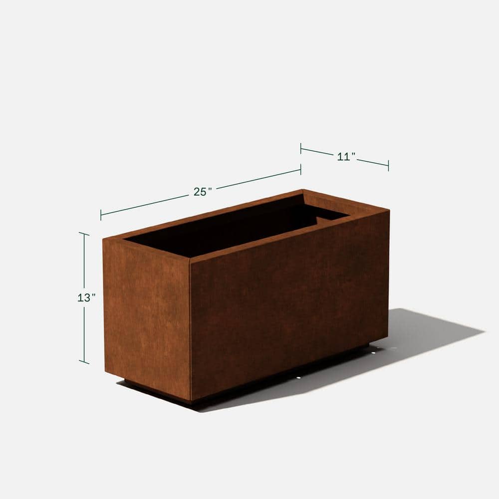 Small Rust Corten Steel Long Box Planter