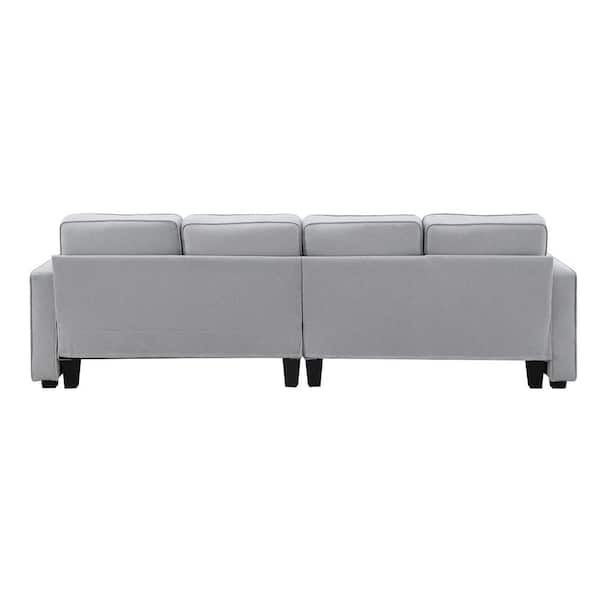 Harper & Bright Designs 88.5 in. W Square Arm 3-Seats Linen Sofa