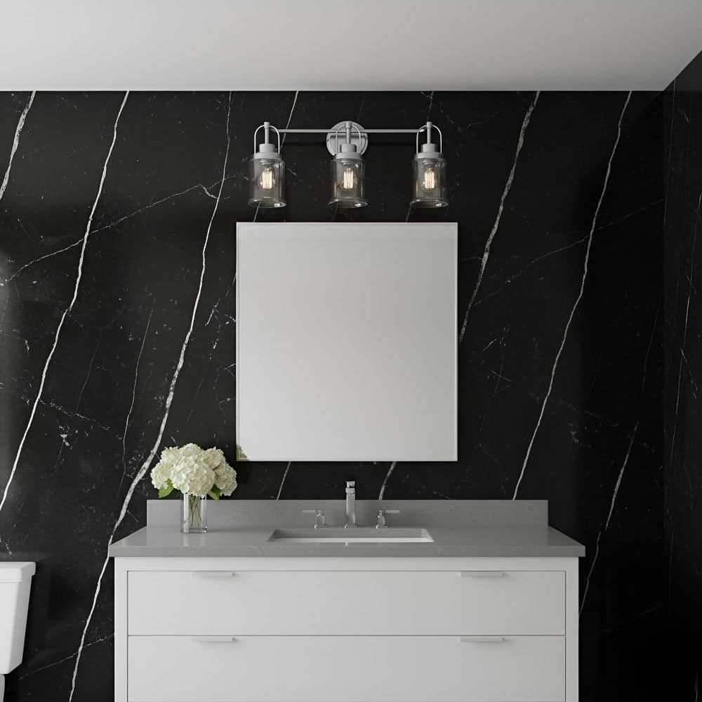 Anders Large 22 in. 3-Light Satin Brass Bathroom Bedroom Wall Vanity Light with Clear Glass Shades price history on PriceWatchPro