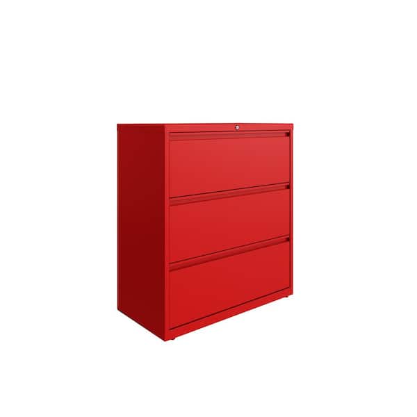 Hirsh 36 in. W Lava Red 3-Drawer Lateral File Cabinet for Home and Office, Holds Letter, Legal and A4 Hanging Folders