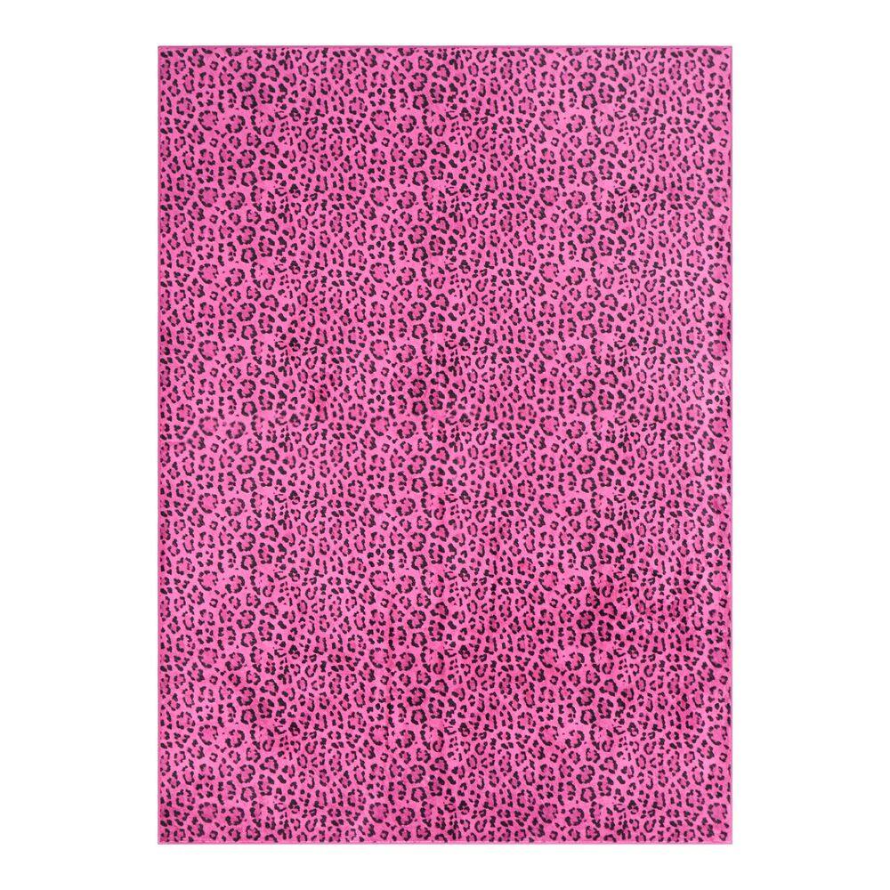 5 ft. x 7 ft. Hot Pink/Black Timeless Leopard Woven Animal Print Washable Area Rug price history on PriceWatchPro