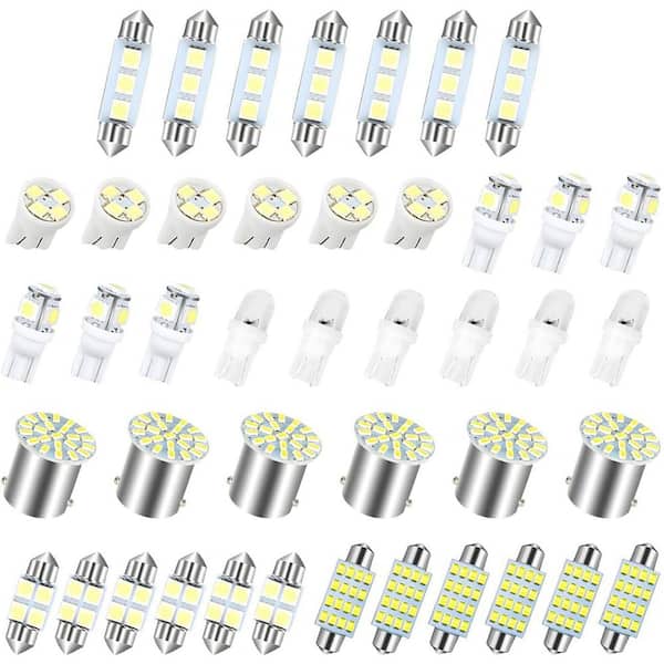 42 Pcs Auto Interior LED Lights Kit 6000K 12V T10 Bulbs for Accessory Brake License Plate Map Parking Lights