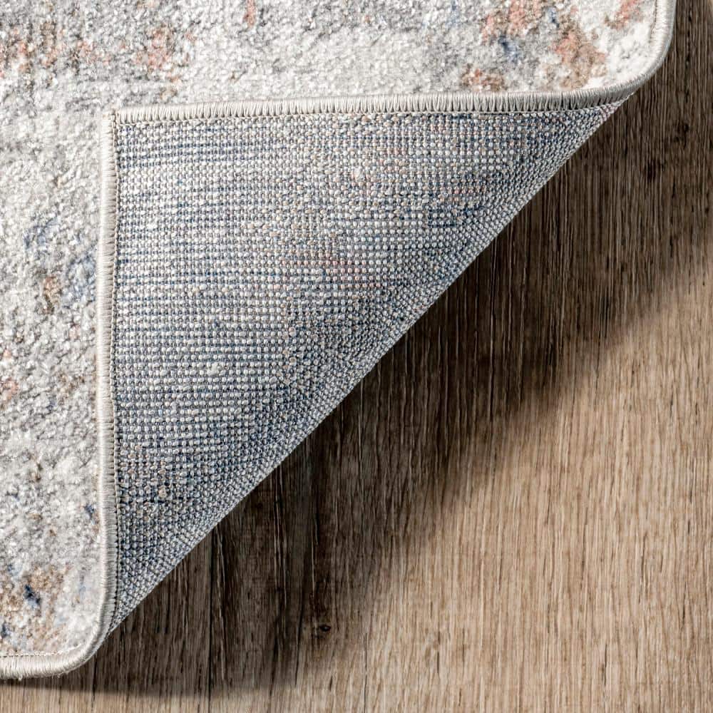 Blue Abstract Washable Synthetic 4' x 6' Area Rug