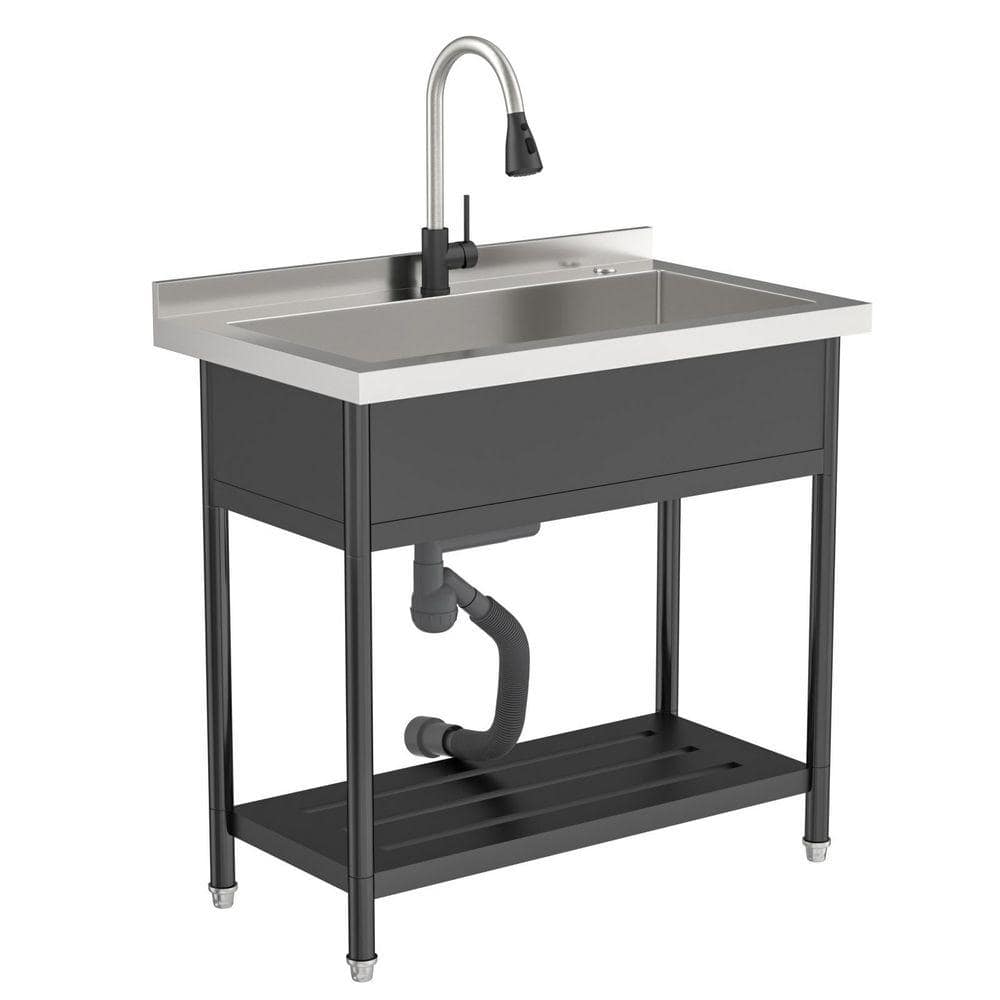 Logmey 36 in. Black Freestanding Stainless Steel 1-Commercial
