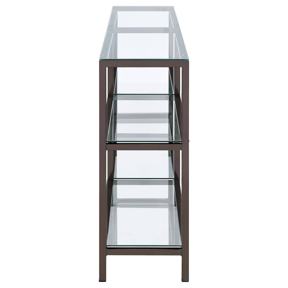 Black Nickel 3-Shelf Glass Console Bookcase