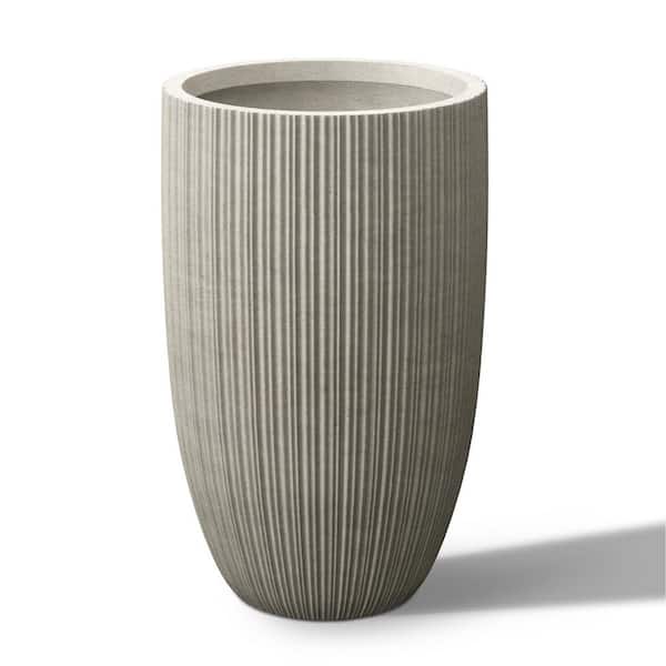 Sapcrete 14 in. Large Light Gray(Enhanced Interior) Concrete Round Planter / Pot with Drainage Holes