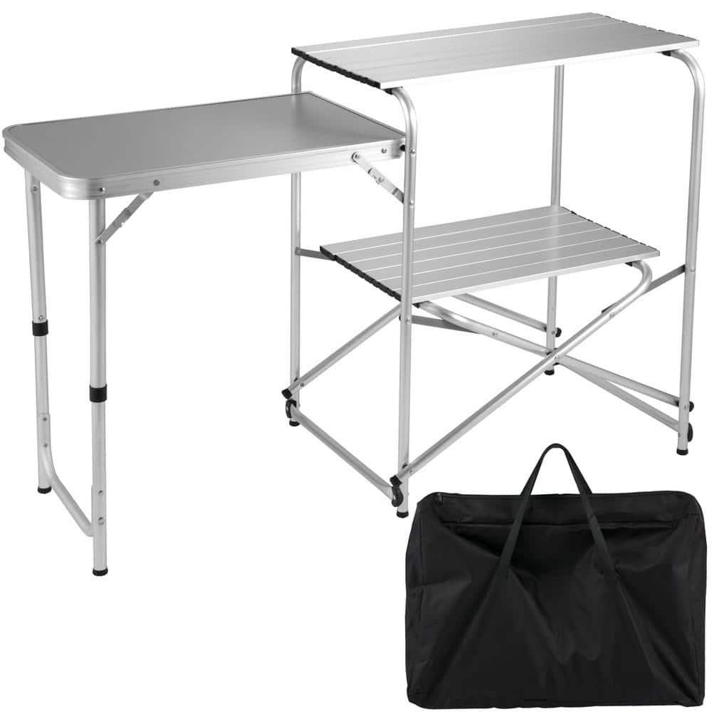 Angeles Home Metal Portable Camp Kitchen and Sink Table