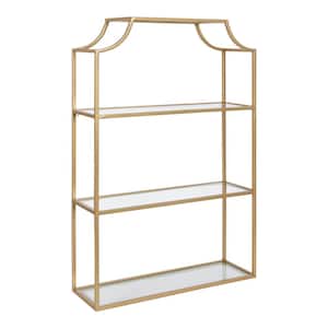 Ciel 6 in. x 20 in. x 30 in. Gold Metal Floating Decorative Wall Shelf Without Brackets