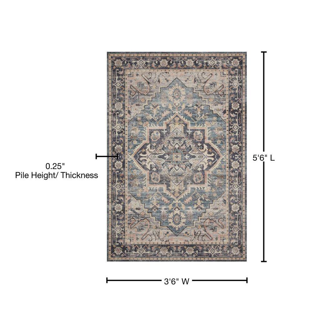 Hathaway Navy and Multi Traditional Distressed Area Rug