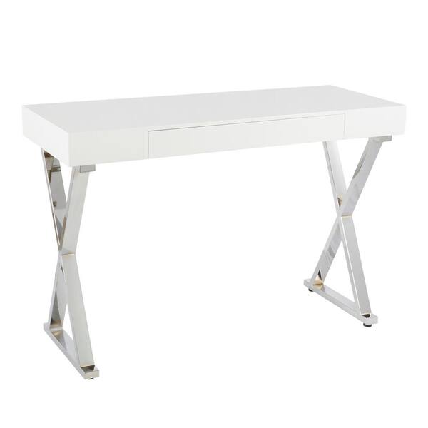 Lumisource Luster White and Chrome Console Table