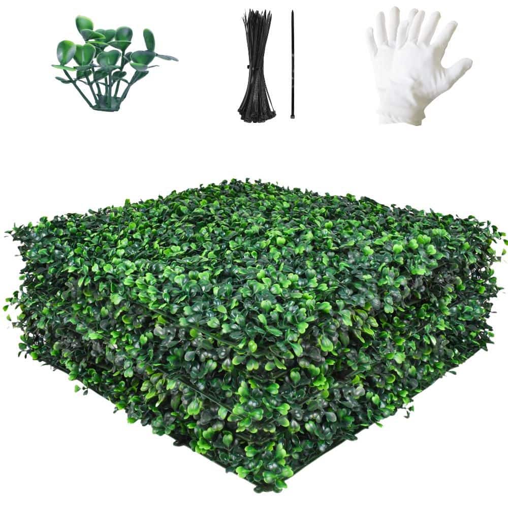 12- Pieces Artificial Grass Wall Panels 20 in. x 20 in. Boxwood Panels Topi