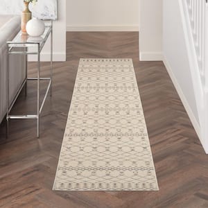 Royal Morroccan Beige/Grey 2 ft. x 10 ft. Moroccan Contemporary Kitchen Runner Area Rug