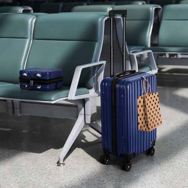 HIKOLAYAE 2-Piece Dark Blue PC Hardside Spinner Luggage Set (14/20