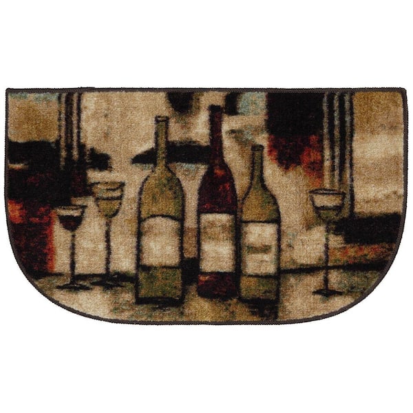 Mohawk Home Wine and Glasses Brown 18 in. x 30 in. Machine Washable Kitchen Rug
