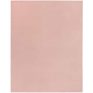 Essentials 10 ft. x 14 ft. Pink Solid Contemporary Indoor/Outdoor Patio Area Rug