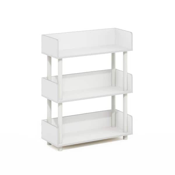 Furinno Turn-N-Tube 29.61 in. Tall White/White Wood 3-Shelf Freestanding Multipurpose Bookcase