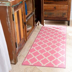 Glamour Collection Non-Slip Rubberback Moroccan Trellis Design 2x5 Indoor Runner Rug, 1 ft. 8 in. x 4 ft. 11 in., Pink