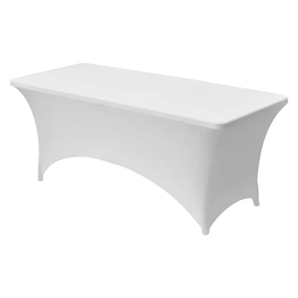 10 Pack Table Cloth for 6 ft. Rectangular Tables Fitted Stretch Spandex White Covers