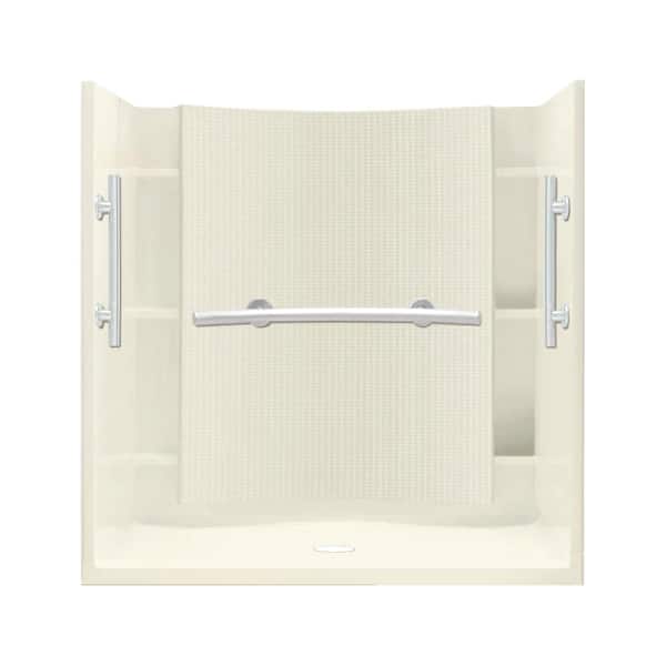 STERLING Accord 36 in. x 60 in. x 75.75 in. Shower Kit in Biscuit with Grab Bars