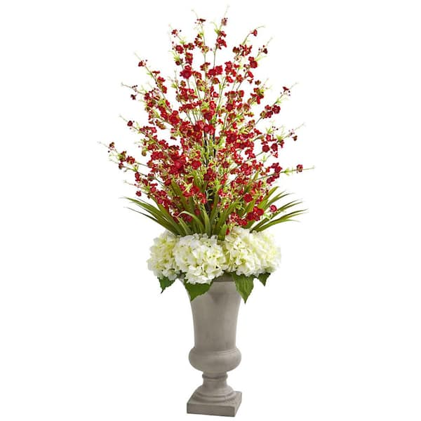 Nearly Natural Indoor Cherry Blossom & Hydrangeas Artificial Arrangement in Urn