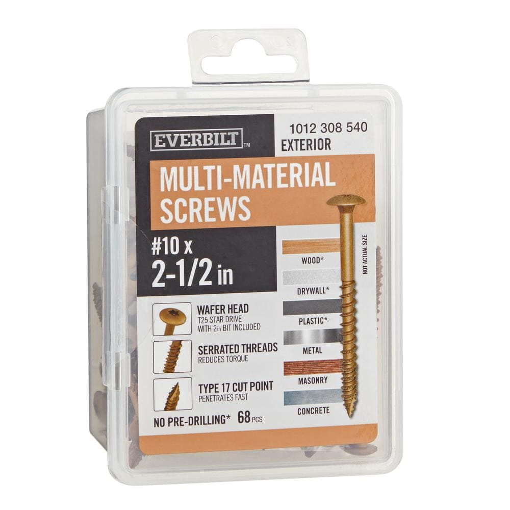 10 x 2-1/2 in. Brown 6-Lobe Torx Drive Exterior Wafer Head Multi-Material Screw 1 lb.-Box (68-piece) price history on PriceWatchPro
