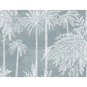 60.75 sq. ft. Coastal Haven Bluestone Palm Grove Embossed Vinyl Unpasted Wallpaper Roll