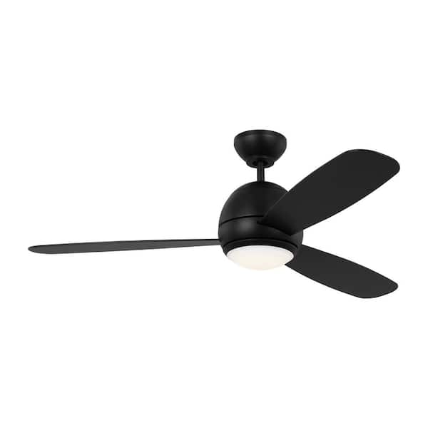 Generation Lighting Orbis 52 in. Modern Indoor/Outdoor Midnight Black Ceiling Fan with Black Blades and Integrated LED Light Kit
