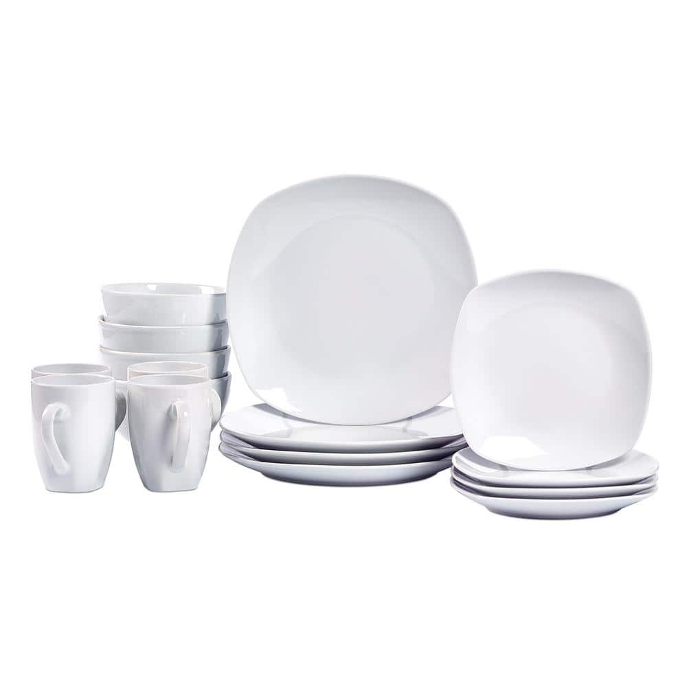 Tabletops Gallery 16Piece Casual White Ceramic Dinnerware Set (Service