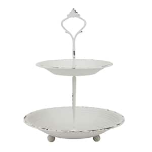 Large 2 Tier Tray - Rustic White