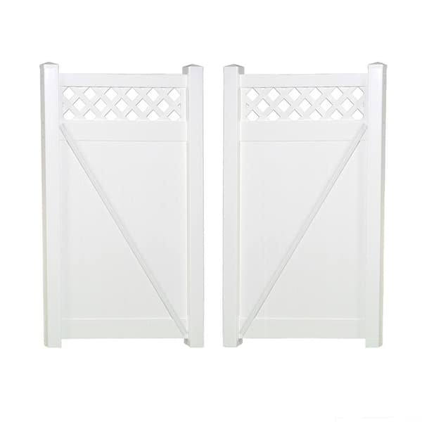 Weatherables Ashton 7.4 ft. W x 5 ft. H White Vinyl Privacy Fence Double Gate Kit