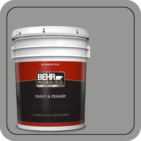 BEHR PREMIUM PLUS 5 gal. #PPU24-19 Shark Fin Flat Exterior Paint & Primer