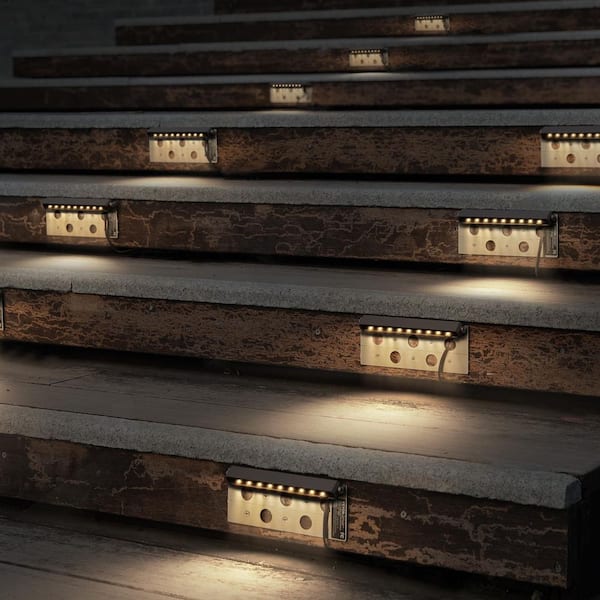 LED Landscape Illumination 220 Lumen 12V Gray Integrated LED, Hardwired, Stair Light 6.8 in. Wall Lighting 3W