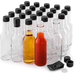 5 oz. Clear Glass Sauce Bottles With Caps - 24 Piece