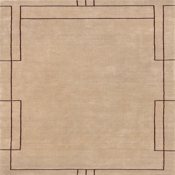 Nile Bordered Wool-Blend Tan 8 ft. x 10 ft. Area Rug