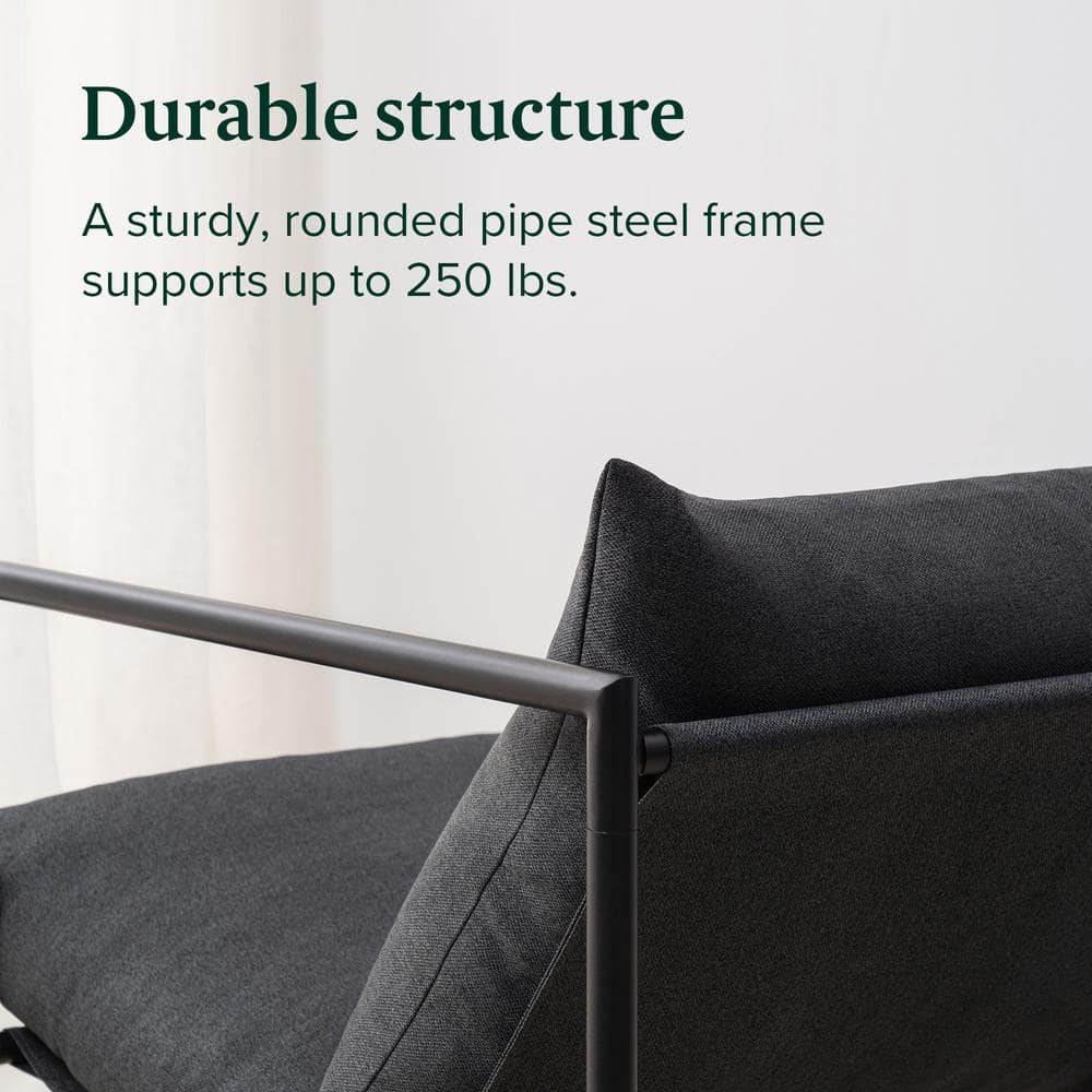 Modern Dark Grey Metal Frame Sling Accent Chair