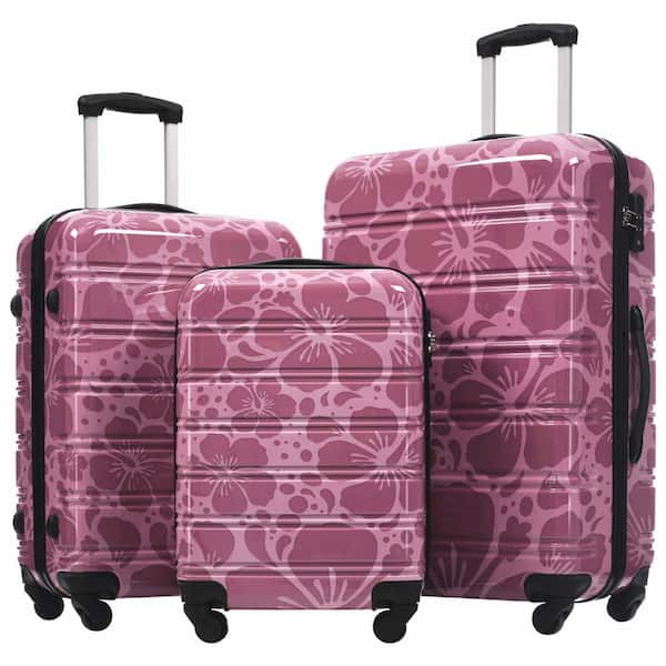3-Piece Pink Purple Hardshell Luggage Set with TSA Lock and Spinner Wheels