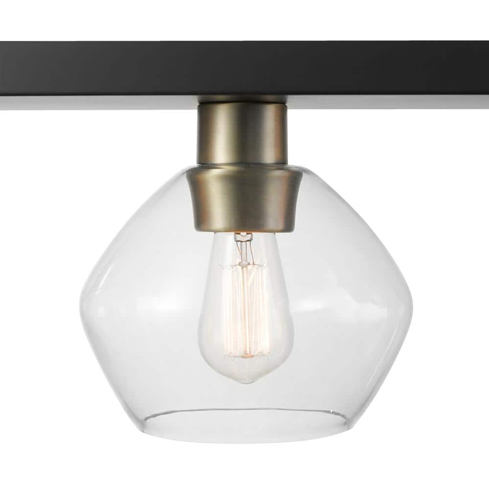 Matte Black and Gold 3-Light Glass Pendant Ceiling Fixture