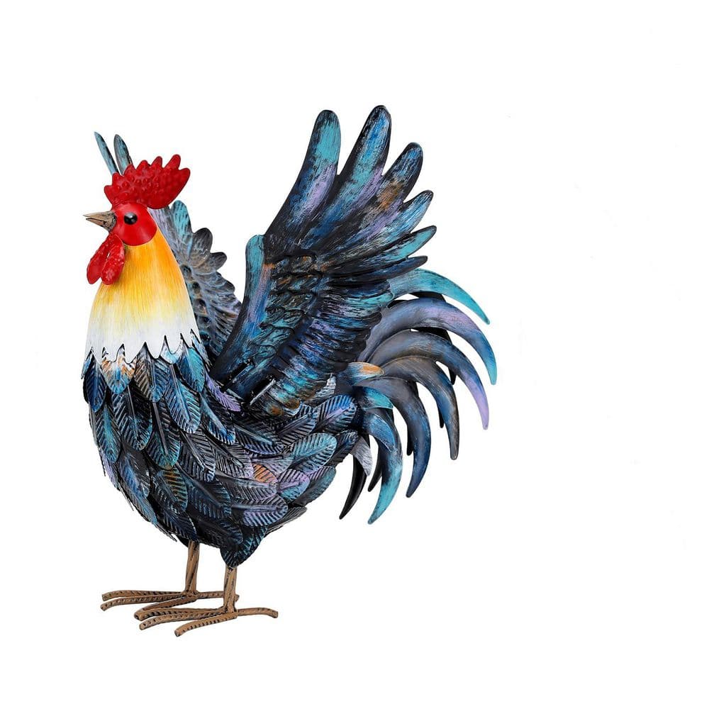 Metal Rooster Decor Garden Statue Yard Art Decoration Outdoor Chicken Kitch