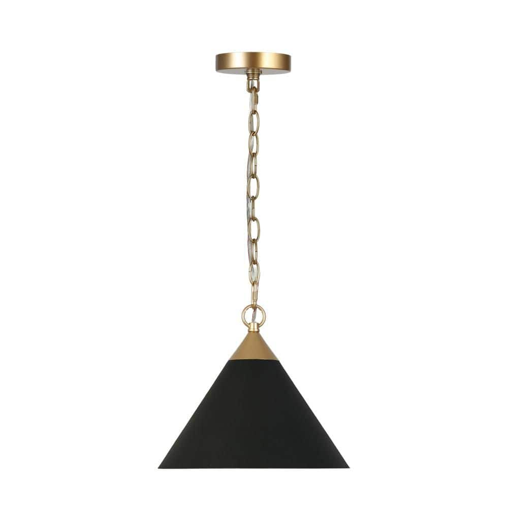 Zevni Mid-Century Modern 11.8 in. 1-Light Gold and Matte Black