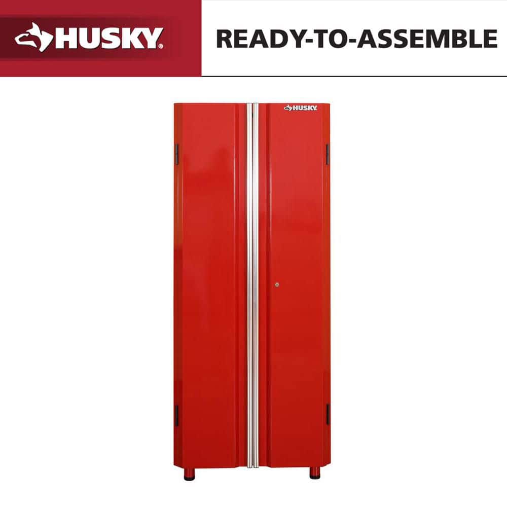 Husky Ready-to-Assemble 24-Gauge Steel Freestanding Garage Cabinet in Red (30.5 in. W x 72 in. H x 18.3 in. D) G3002TR-US