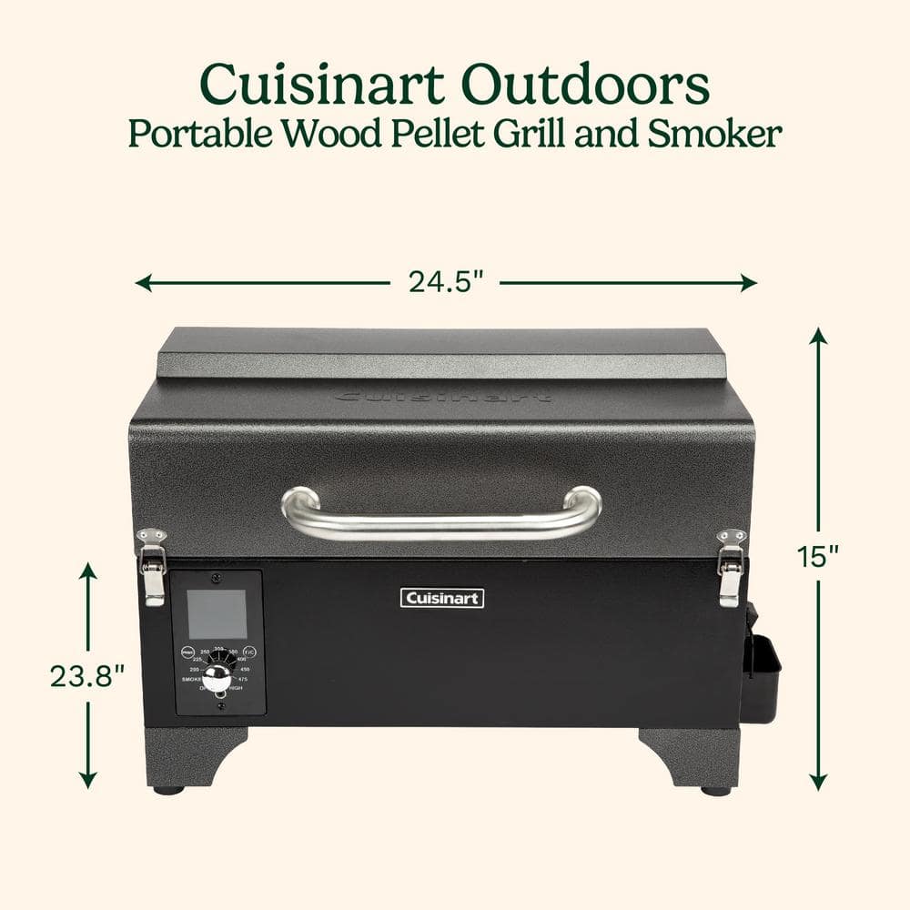 Cuisinart 24.7'' Black Portable Wood Pellet Grill and Smoker