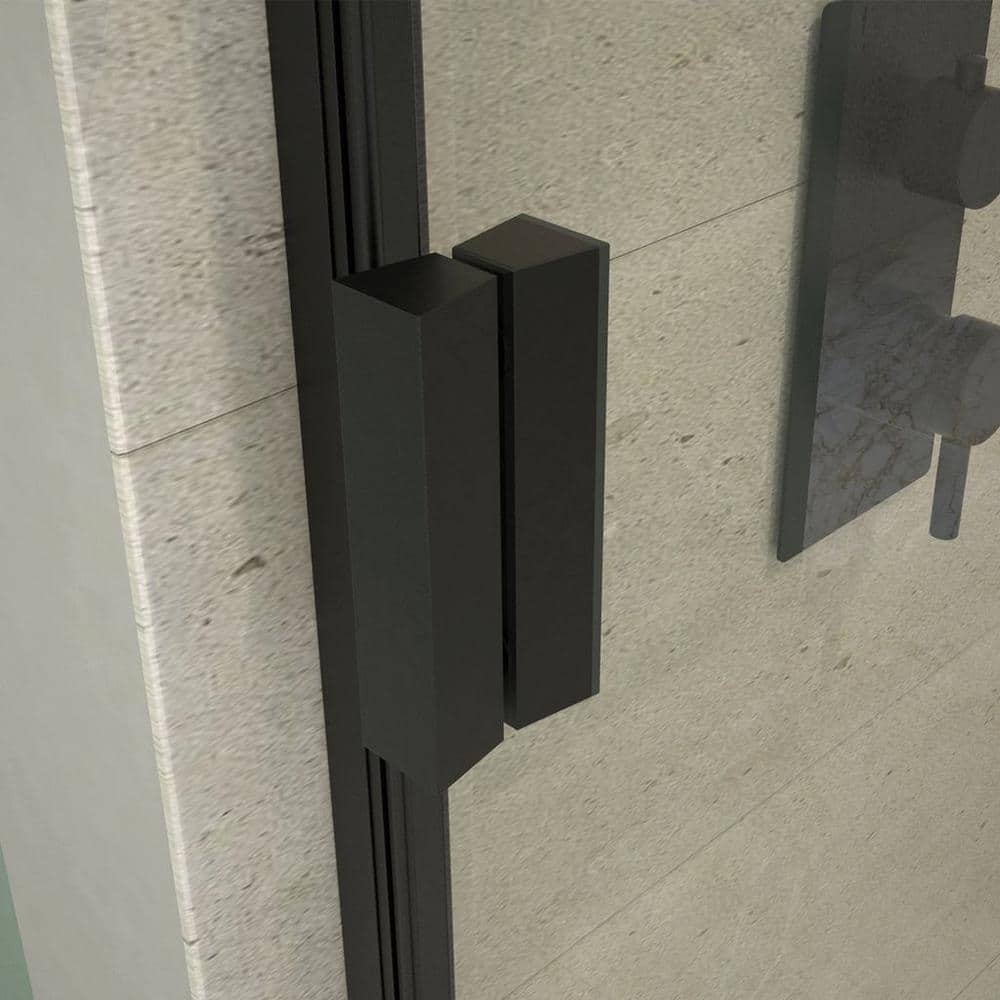 Joselyn 59" Black Steel Framed Sliding Tub Door with Clear Glass