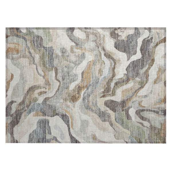 Chantille Machine Washable Indoor/Outdoor Abstract ACN2162 Khaki 1 ft. 8 in. x 2 ft. 6 in. Accent Rug
