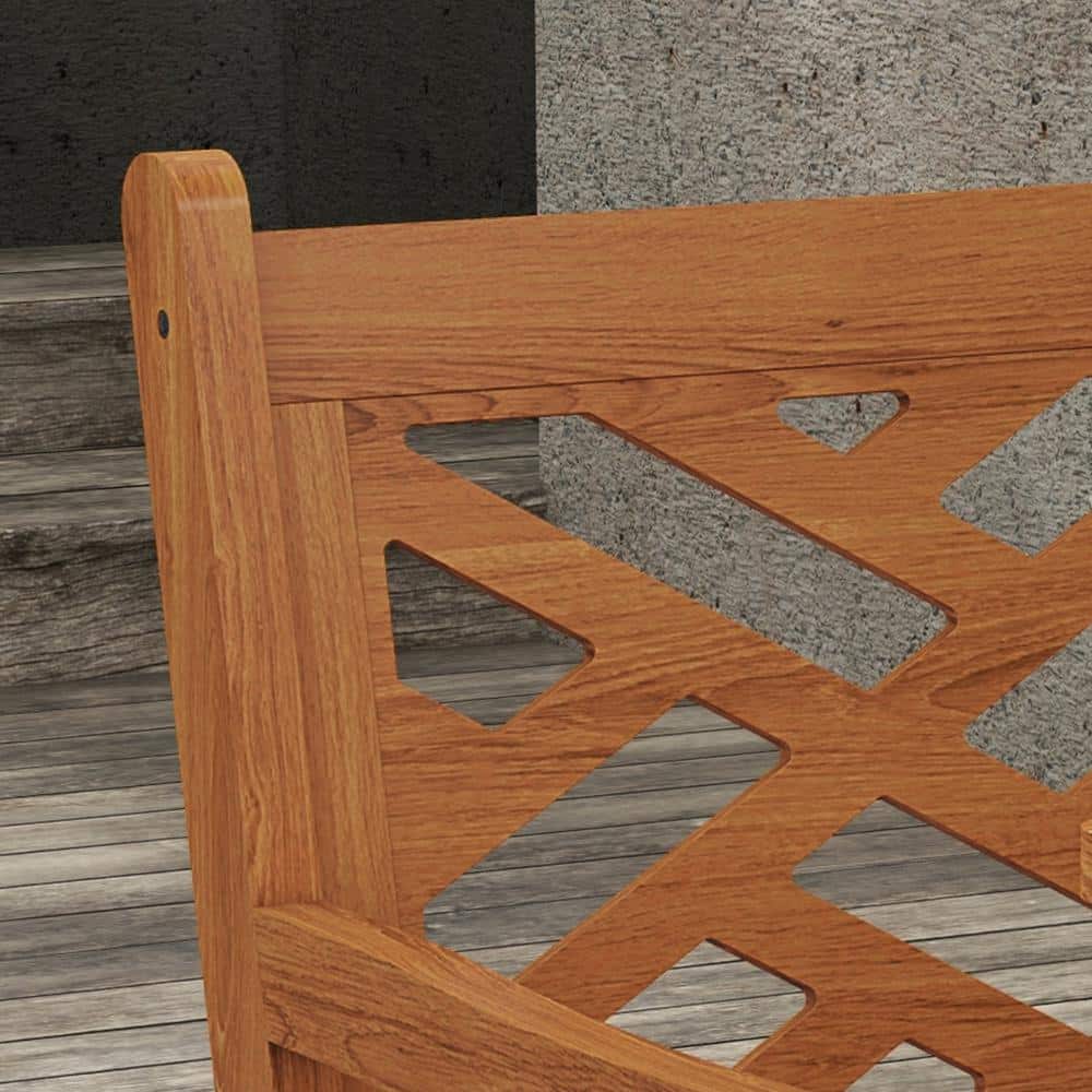 Teak Finish 4-Person Poplar Wood Outdoor Dining Set